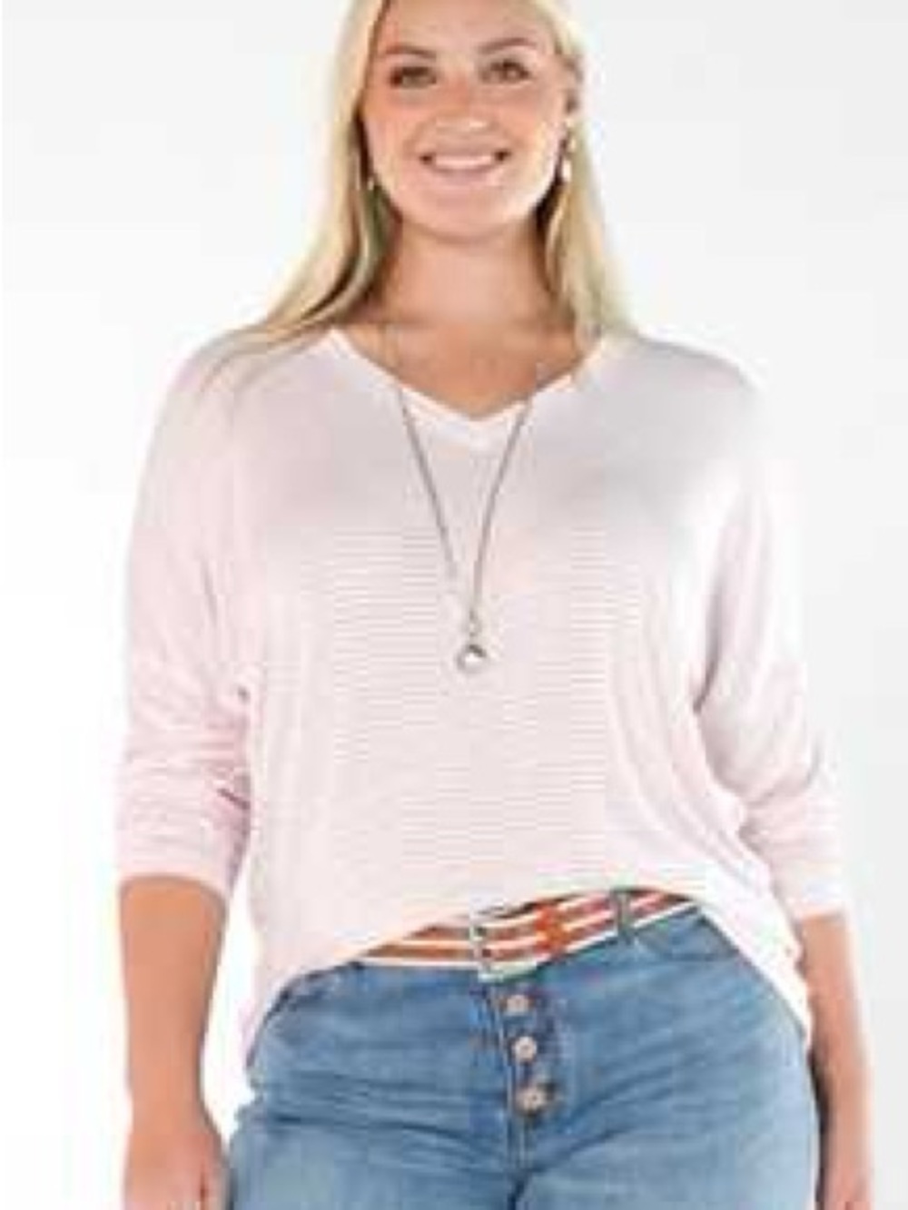 CAbi Light Pink V-Neck Ribbed Knit Top NEW 6331 Serenity Tee Small
